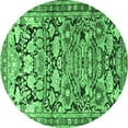 thumbnail image 1 of Ahgly Company Indoor Round Persian Emerald Green Traditional Area Rugs, 4' Round, 1 of 4