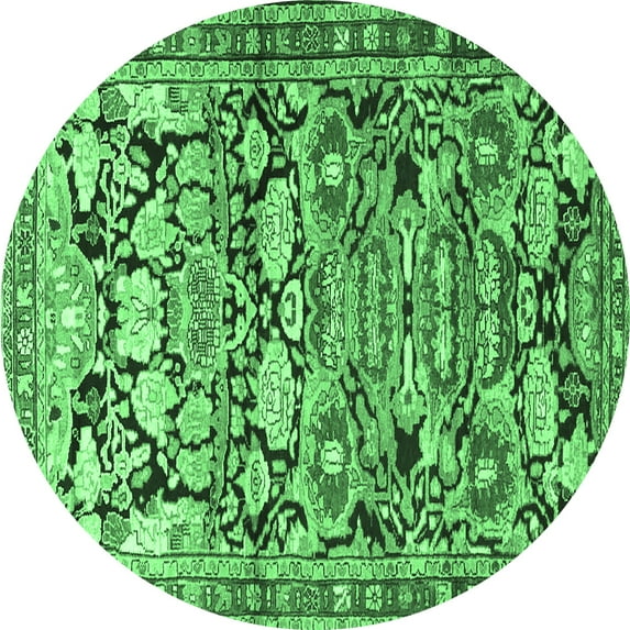 Ahgly Company Indoor Round Persian Emerald Green Traditional Area Rugs, 4' Round