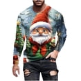 thumbnail image 2 of Blusas y camisas de manga larga y cuello redondo para hombre, informales, a la moda, con estampado navideño, cuello redondo, blusas de licra de manga larga para hombre., 2 of 5