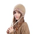 thumbnail image 2 of absanyy Women's Warm Stylish Winter Hat with Faux Fur & Ear Ties, One Size Fits Most, Khaki - Versatile for Outdoor & Daily Wear, 2 of 7