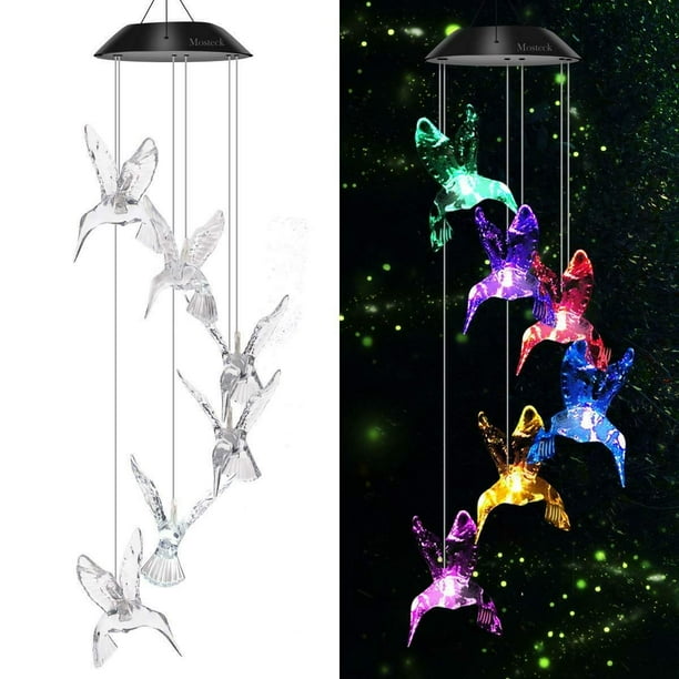 EpicGadget Hummingbird Solar Light, Solar Bird Wind Chime Color