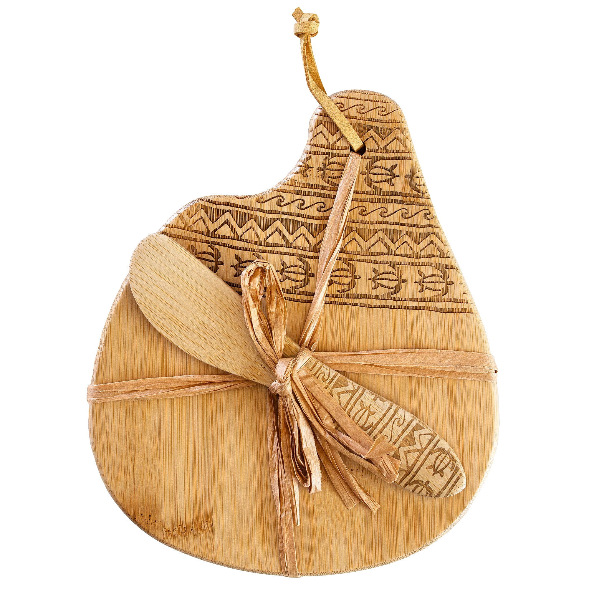 Aloha Bamboo "Tonga" Bamboo Serving Board  & Spreader Set