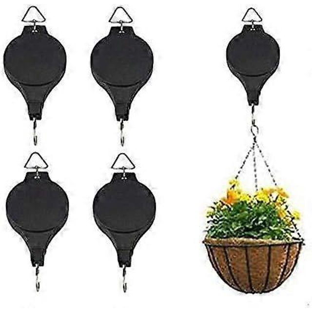 4Pcs Plant Hook Pulley, Retractable Plant Hanger Flower Basket Pots and Birds