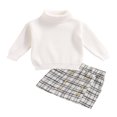 thumbnail image 1 of Ensembles pour Filles Couleur Unie Pull à Col Roulé Jupe à Carreaux, 1 of 5