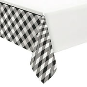 Way to Celebrate! Black Buffalo Plaid Plastic Party Tablecloth, 84 x 54in