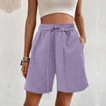 thumbnail image 3 of JoveMarine Women's Casual Wide Leg High Waisted Shorts - Slimming, Lightweight Drawstring, Comfy for Daily, Vacation, Hot Summer Days,Purple S, 3 of 6