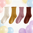 thumbnail image 5 of Girls Ruffle Crew Socks 4-Pack Soft Cotton Breathable Everyday Wear,Size 3 T, 5 of 6