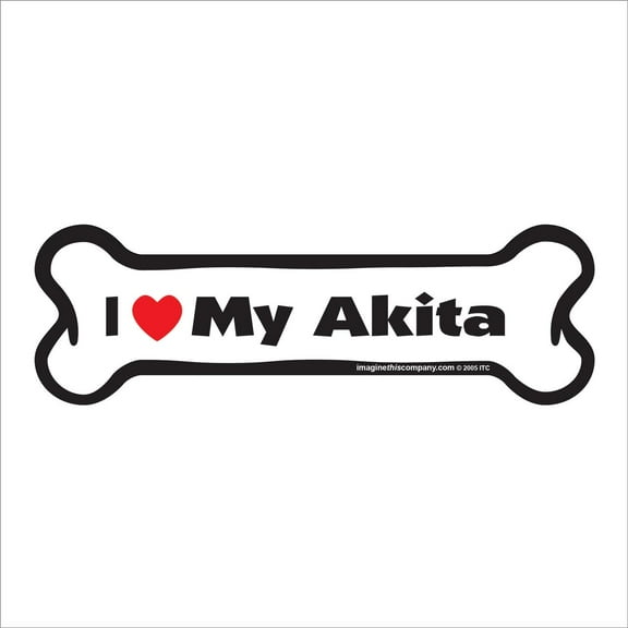 I Love My Akita Bone Magnet
