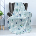 thumbnail image 4 of Plane Soft Flannel Fleece Blanket, Cartoon Style Sky with Airplanes and Clouds Swirls Scrapbook Design Pattern, Cozy Plush for Indoor and Outdoor Use, 50" x 70", Baby Blue White Pink, by Ambesonne, 4 of 5