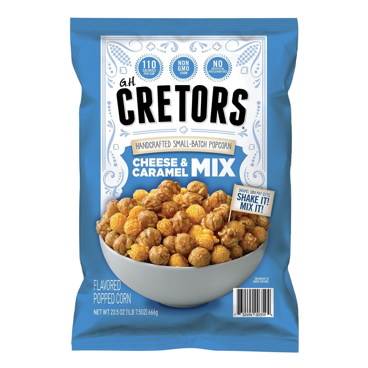 Cretors Cheese and Caramel Flavored Popcorn Mix, 23.5 oz Pack of 1 with Serving Bowl by OMA