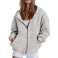 thumbnail image 3 of Hoodies for Women Sweatshirt Zip Up Hoodie Fall Fashion 2025 Trendy Long Sleeve Jackets Winter Clothing Outfits 03-Gray M, 3 of 4