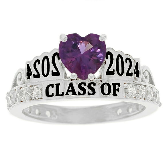 JackAni 10k White Gold Simulated Alexandrite June Birthstone Gorgeous 2025 Graduation Ring - Size 5.00