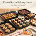 thumbnail image 3 of TINANA 28-Piece Nonstick Bakeware Set, Carbon Steel Baking Pans, Muffin Pan, Pizza Pan, Cookie Sheet, Rack, Silicone Cups & Oven Mitt, 3 of 8
