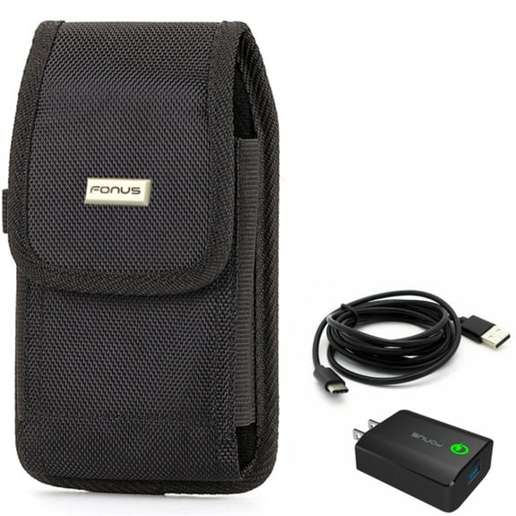 Case Belt Clip & Home Charger for Samsung Galaxy S22 Ultra,S21,Ultra,S20 Ultra,Plus,Fan Edition,FE 5G - Rugged Holster   18W Fast 6ft USB Cable Combo