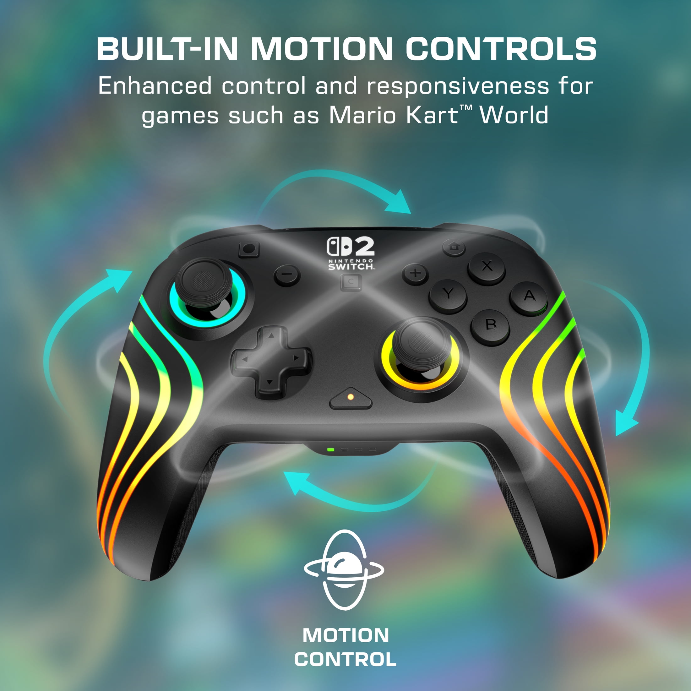 Turtle Beach Afterglow Wave Wireless RGB Gaming Controller (Black) - Officially Licensed for Nintendo Switch 2, Nintendo Switch - Customizable Lighting, TMR Sticks, RBG