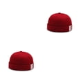 thumbnail image 3 of tamizeot Fashion Skullcap 3 Stripes Print Retro Sailor INS Style Bucket Docker Caps Brimless Solid Color Hat Bonnet Dancing Red 2Set, 3 of 6