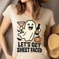 thumbnail image 4 of Let’s Get Sheet Faced Graphic Tee Funny Ghost Drinking Shirt, Ash, Size 3XL, 4 of 6