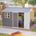 thumbnail image 2 of LLGWGL Large Galvanized Steel Storage Shed with Window Lockable Double Doors & Sloped Roof, Heavy Duty Ventilated Outdoor Metal Shed for Garden, Tools, Backyard, Patio, Lawn, Dark Gray, 2 of 8