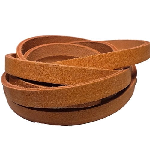 TOFL Genuine Top-Grain Tan Leather Strap | 72 Inches Long | 1/2 Inch Wide | 1/16 Inch Thick (4-5 oz) | 1 Leather Strip for DIY Arts & Craft Projects, Clothing, Jewelry, Wrapping | Tan