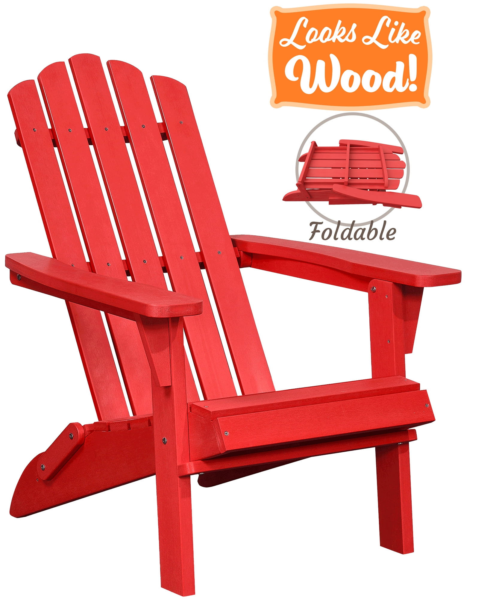 poly lumber furniture on Polyteak Classic Folding Poly Adirondack Chair Cardinal Red Adult Size Weather Resistant Made From Special Formulated Poly Lumber Plastic Walmart Com Walmart Com
