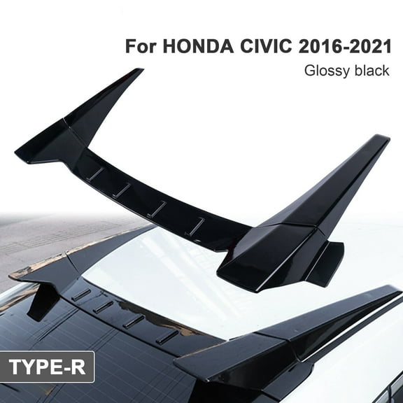 Rear Window Roof Spoiler Fit for Honda Civic 4 Door Sedan 2016-2021 R Style Glossy Black