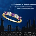 thumbnail image 2 of Gem Stone King 18K Yellow Gold Plated Silver Purple Amethyst and E - F Lab Grown Diamond Wedding-Bands Ring for Women | 1.29 Cttw | Round 4MM | Gemstone February Birthstone | Size 7, 2 of 6