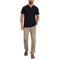 thumbnail image 2 of INSPIRE CHIC Men's Retro Texture Button Down Short Sleeve Outdoor Henley Shirt M Black, 2 of 5