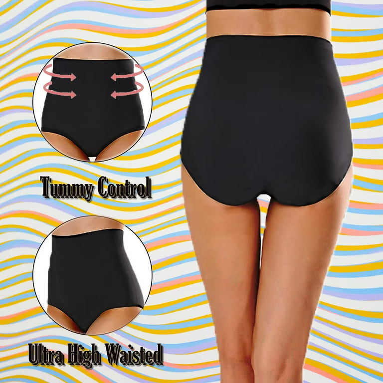 High Waisted Thongs For Women Tummy Control Underwear Soft Nylon