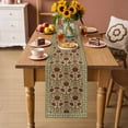 thumbnail image 3 of Table Runner - 72 Inch Long, Boho Floral Kitchen Dining Table Runner Dresser Scarves, Modern Geometric Ethnic Abstract Flowers Red Green Farmhouse Decor for Coffee Tables Wedding Party Banquet, 3 of 8