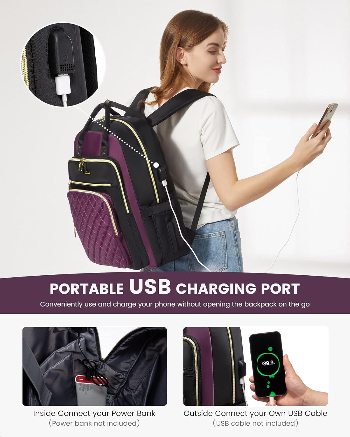 Lovevook Laptop Backpack Purses for Women,Nurse Teacher College Work Study Commuter Bag with 15.6 inch Laptop Compartment,Lightweight Travel Casual Daypacks With USB Port