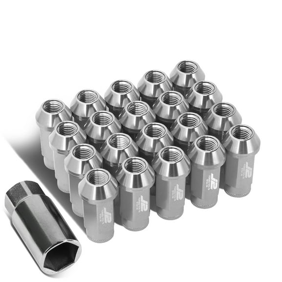 J2 Engineering LN-T7-013-15-SL J2 Engineering 7075 -T6 Forged Aluminum M12X1.5 20Pcs 50mm Height Open -End Lug Nut Sets w / Socket Adapter Silver