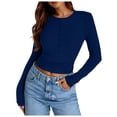 thumbnail image 1 of Women's Ribbed Long Sleeve V-Neck Button Slim T-Shirt - Polyester Material, Removable Padding Bra, Perfect for Yoga and Sports, 1 of 5