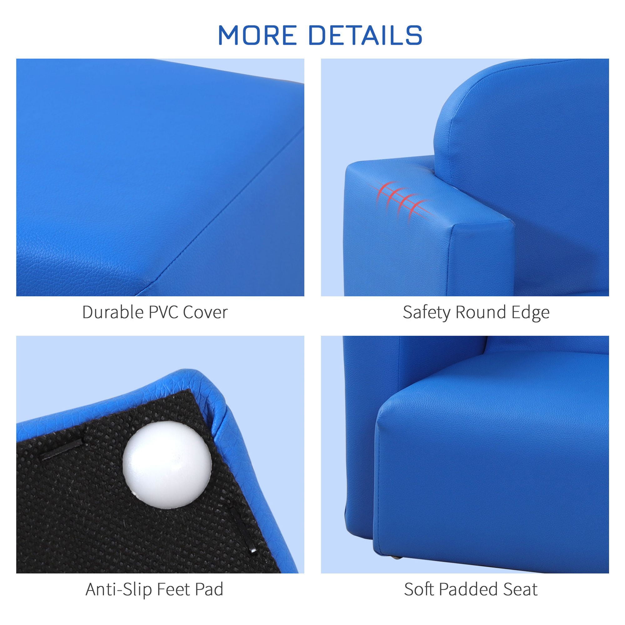 CoSoTower 2-In-1 Multifunctional Kids Sofa Convertible Table and Chair Set for 3 Years Old Boys Girls, Blue