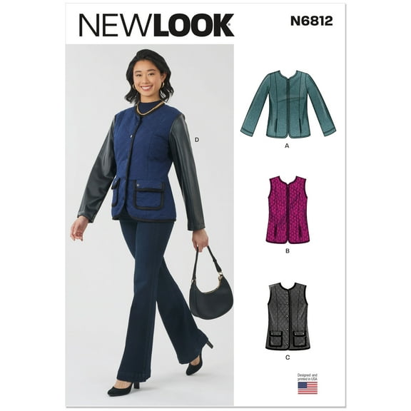 New Look Sewing Pattern 6812 - Misses' Jacket and Vest, Size: A (10-12-14-16-18-20-22)