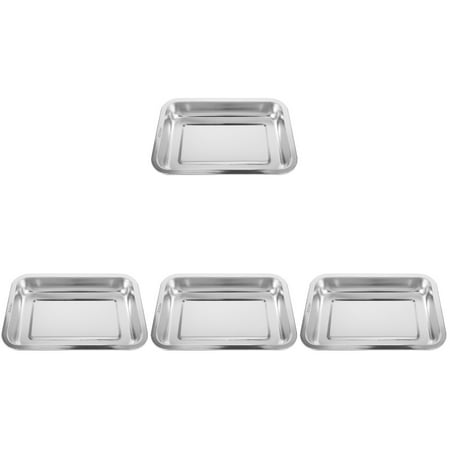 4pcs Stainless Steel Cat Litter Box Large Metal Litter Tray Household Metal Litter Pan