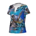 thumbnail image 2 of Naloa Sea Turtle Swims Print T-Shirts Short Sleeve V Neck Tees for Women Fashion Tops Trendy Lightweight Soft Casual Summer Outfits Clothes, 2 of 5