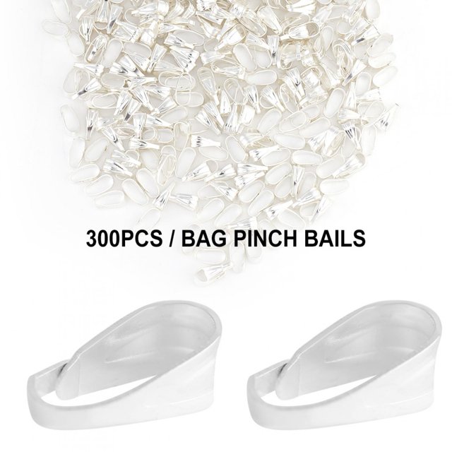 Harhinhe 300 unids/bolsa colgante conector pellizco Clips cierres accesorios de joyería a presión fianzas de aleación (plata)