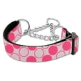 thumbnail image 1 of Diagonal Dots Nylon Collar Martingale Light Pink Large, 1 of 1