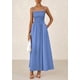 thumbnail image 5 of Vestido largo PRETTYGARDEN para mujer, fruncido, verano, playa, azul, 5 of 9