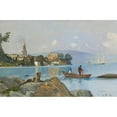 thumbnail image 2 of François Bocion 18x13 Gold Ornate Wood Frame and Double Matted Museum Art Print Titled - Yvoire (1884), 2 of 4