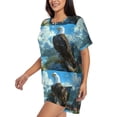 thumbnail image 2 of Fotbe Majestic Eagle Over Castle Print Pajama Set for Women 2 Piece Loungewear Short Sleeve Tops and Shorts Set Soft Sleepwear-X-Large, 2 of 7