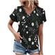 thumbnail image 1 of Tops de Algodón para Mujeres Cuello en V Moda Casual Manga Corta Primavera Verano Top para el Hogar Y Diario, 1 of 6