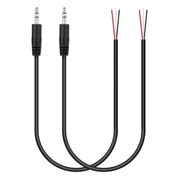 Uxcell 1FT 3.5mm Male Jack to Bare Wire, 2PCS TRS 3 Pole Stereo Plug Cable, 3 Colors