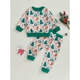 thumbnail image 2 of aturustex Toddler Boys Christmas Tracksuit Outfits 0 6M 12M 18M 2T 3T Infant Long Sleeve Sweatshirts Gingerbread Man Print Pullovers Crew Neck Tops an Suits Kids 2Pcs Spring Fall Clothes Set, 2 of 8
