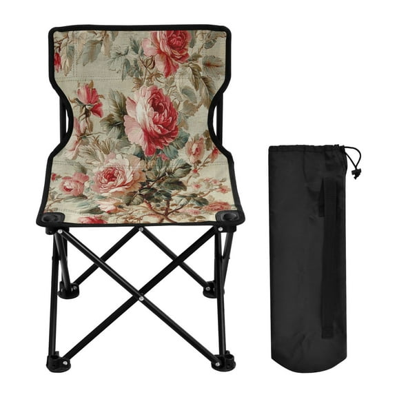 YAZAOO Camping Chairs Modern Classic Rose Garden Fabric Pattern Folding chair