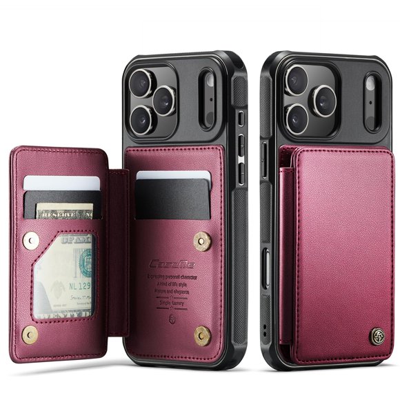 Funda tipo cartera Wefor compatible con iPhone 17 Pro, color rojo