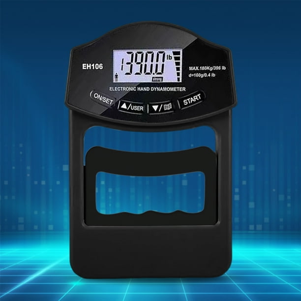 Empuñadura Pantalla LCD Agarre de mano USB Carga electrónica para gimnasio Entrenamiento físico (Negro)