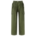 thumbnail image 3 of ranrann Girls Cargo Pants Casual Elastic Waist Loose Baggy Trousers Jazz Hip Hop Dancewear Green 16, 3 of 6