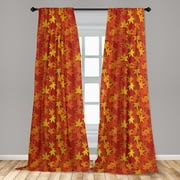 Orange Curtains 2 Panels Set, Colorful Autumn Fall Season Maple Leaves in Unusual Designs Nature Print, Window Drapes for Living Room Bedroom, 56"W X 63"L, Burnt Orange, by Ambesonne