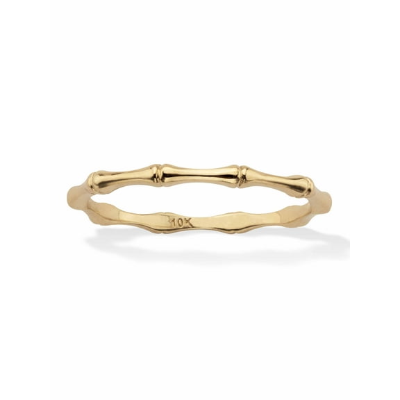 PalmBeach Jewelry Stackable Bamboo Band Ring (1.8mm) 10K Solid Yellow Gold